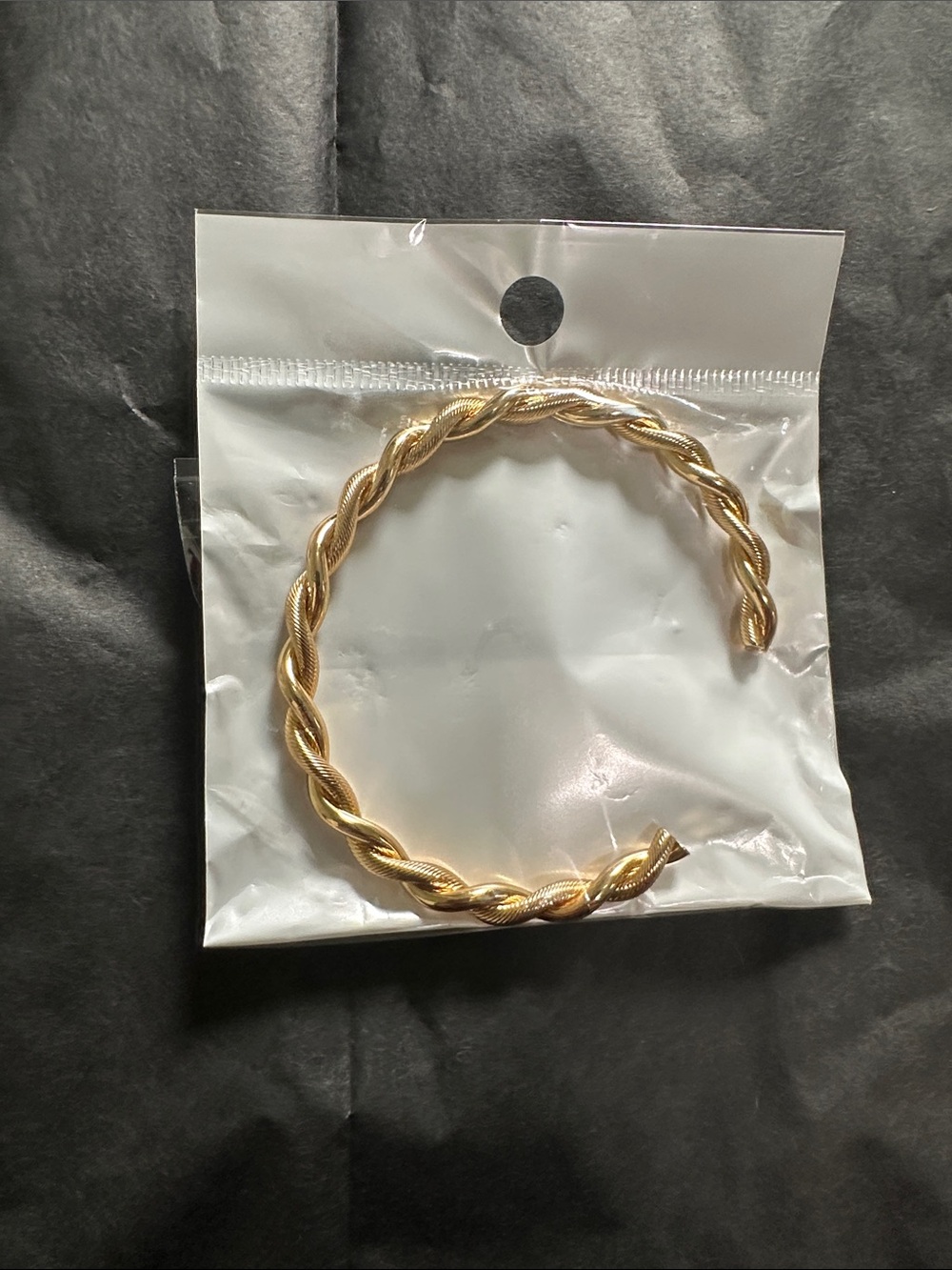 Twisted Rope Open Cuff Bracelet - Gold Tone